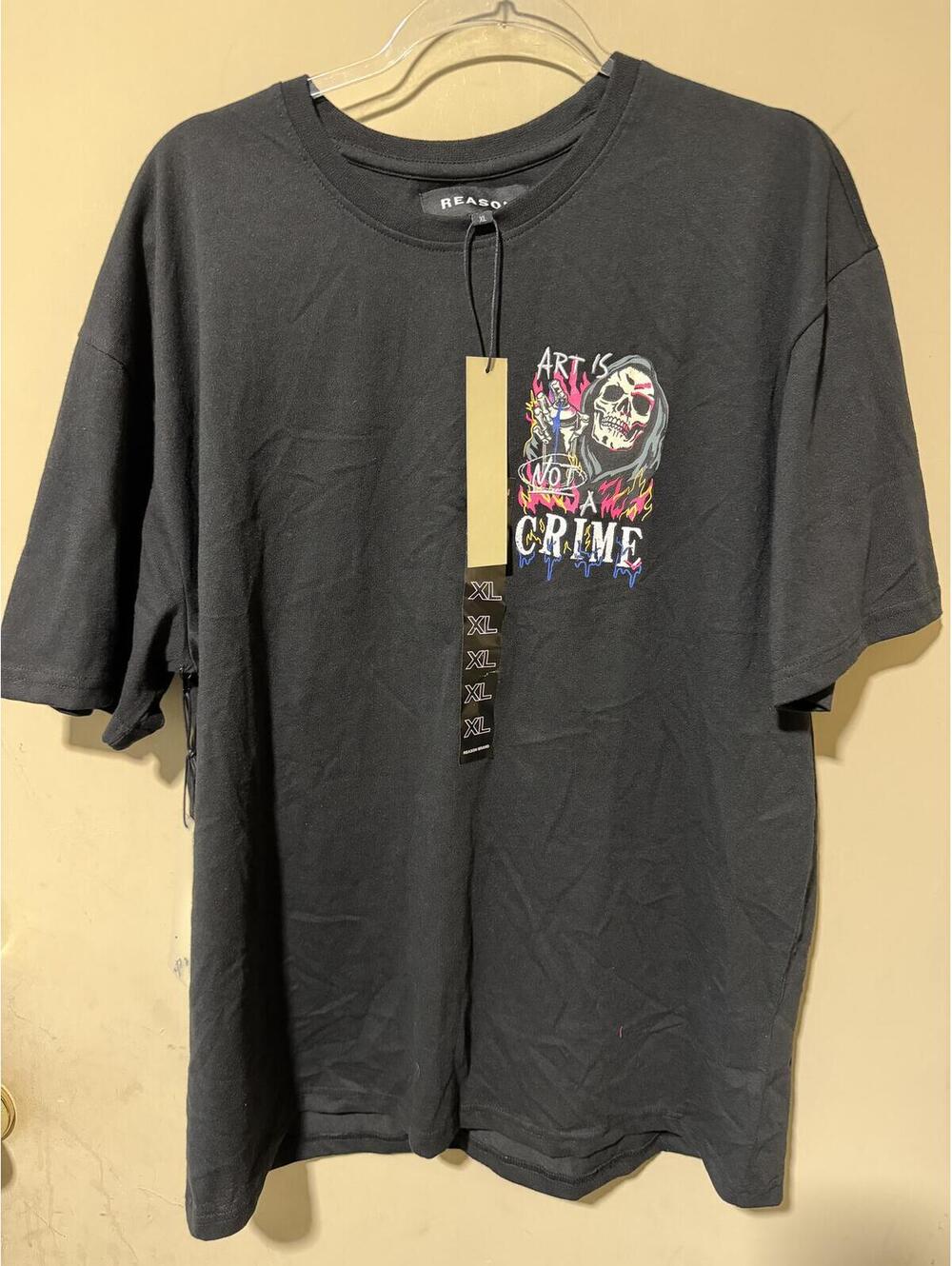Reason XL Black Graphic T-Shirt Art Is Not A Crime Chaos In Creation